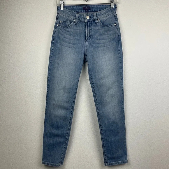 NYDJ Denim - NYDJ Jeans Womens Size 2/27 Mid Rise Slim Leg Stretch Medium Washes Denim Blue